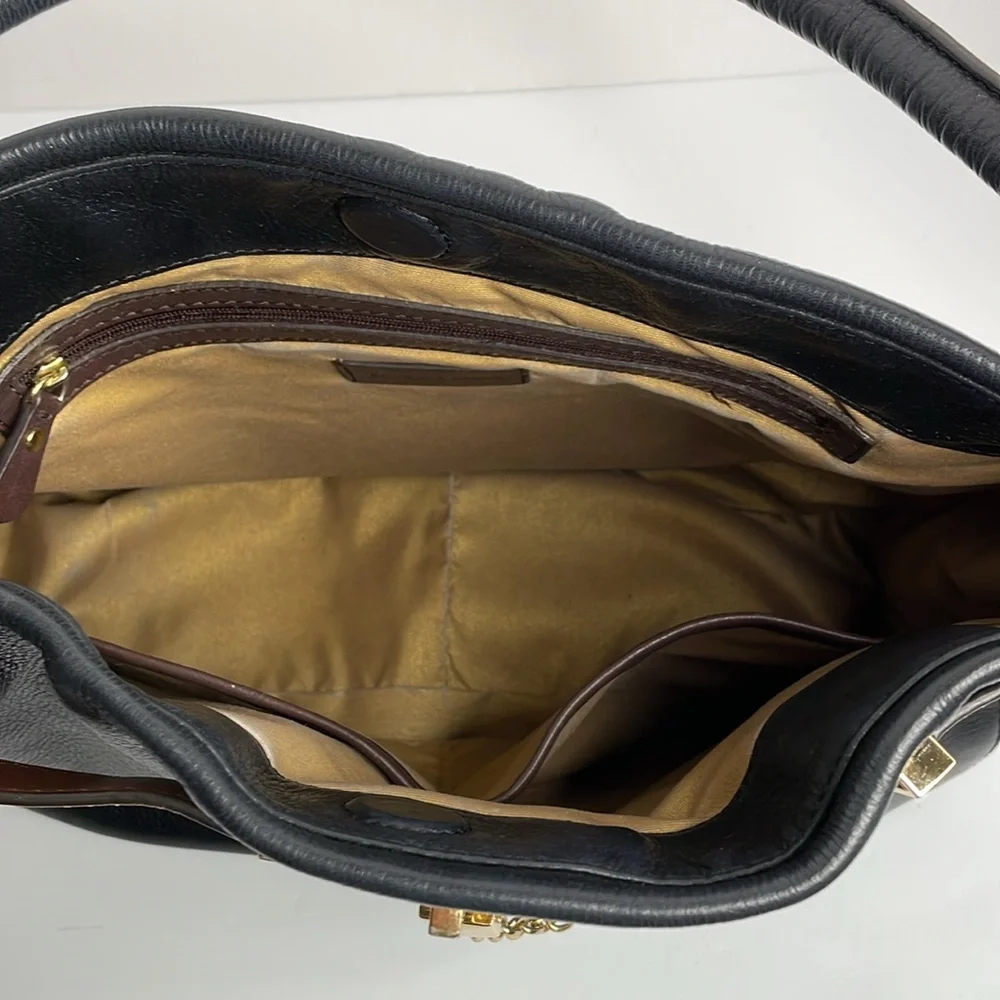 Antonio Melani Shoulder Bag Leather Black  Brown Shoulder Bag